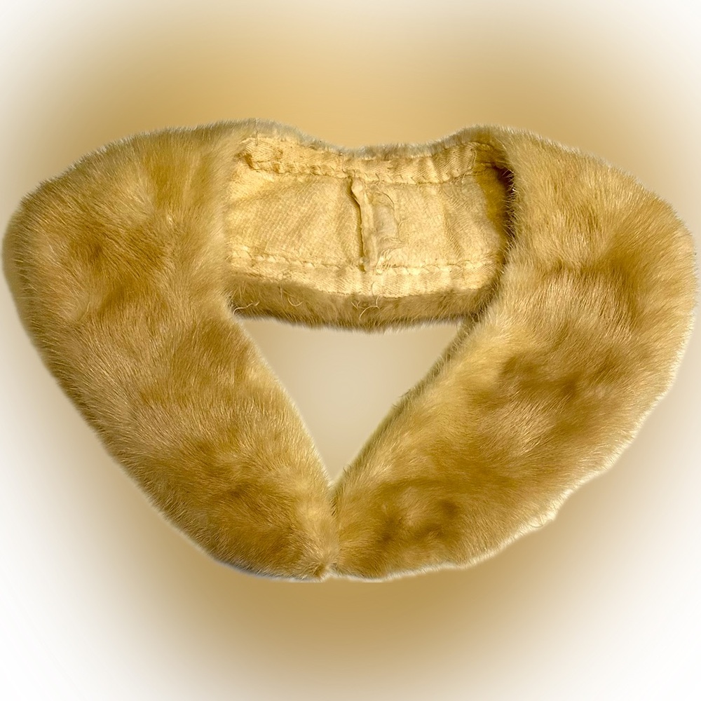 VTG MID CENTURY BLONDE TAN LT BROWN MINK COLLAR STOLE COAT SWEATER CARDIGAN WRAP